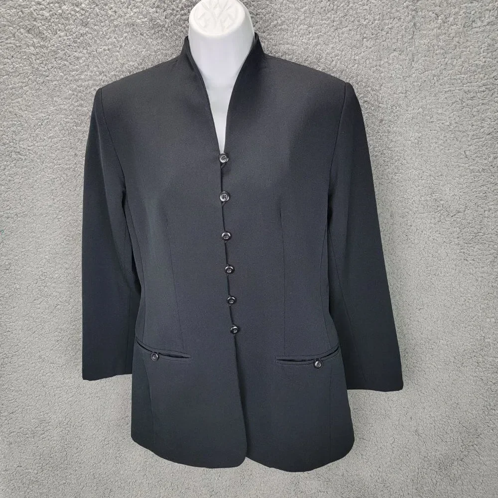 Vintage Blue Ice & Co Women's Wool Evening Blazer Jacket Size 2 Black